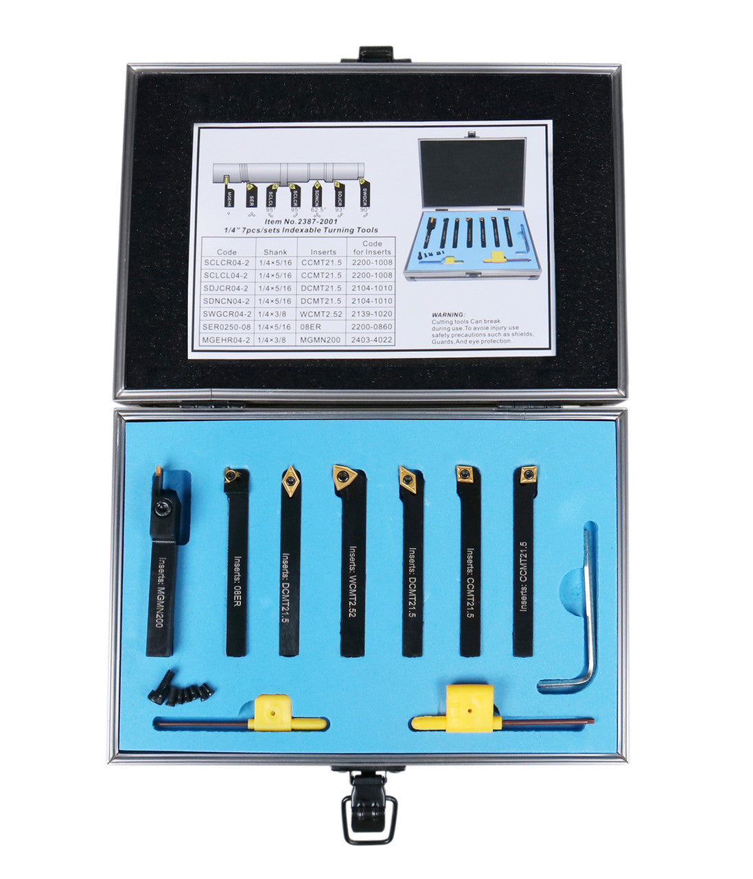 7PC INDEXABLE CARBIDE TURNING TOOL SET 1/4"