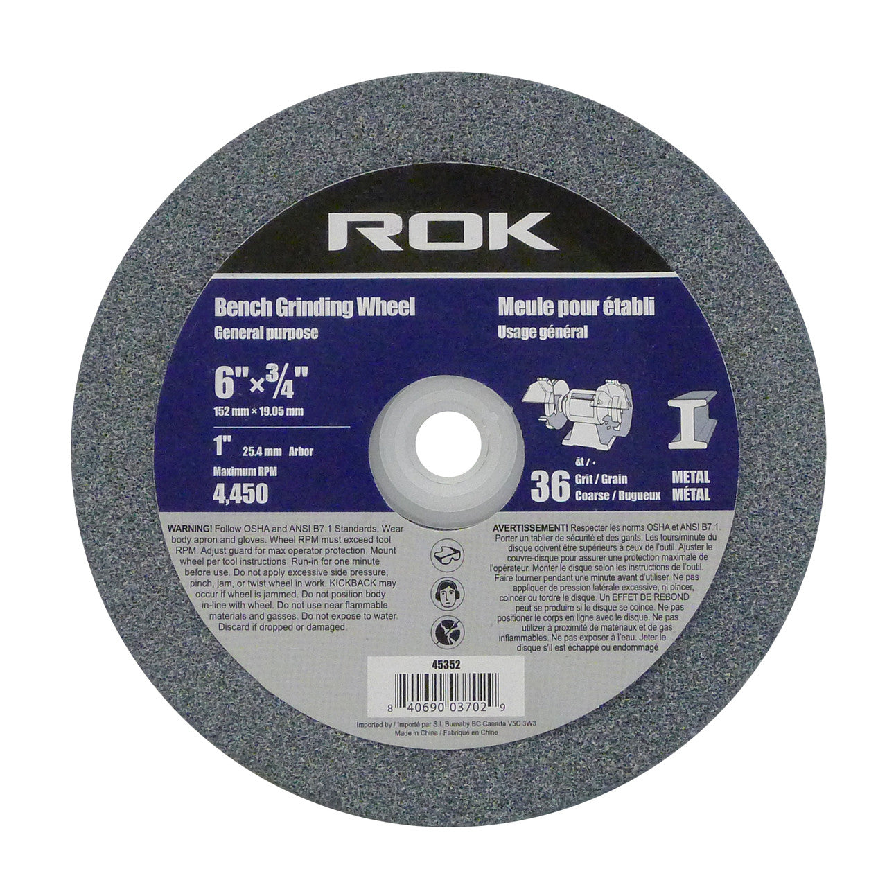 BENCH GRINDER WHEEL 6" 36G