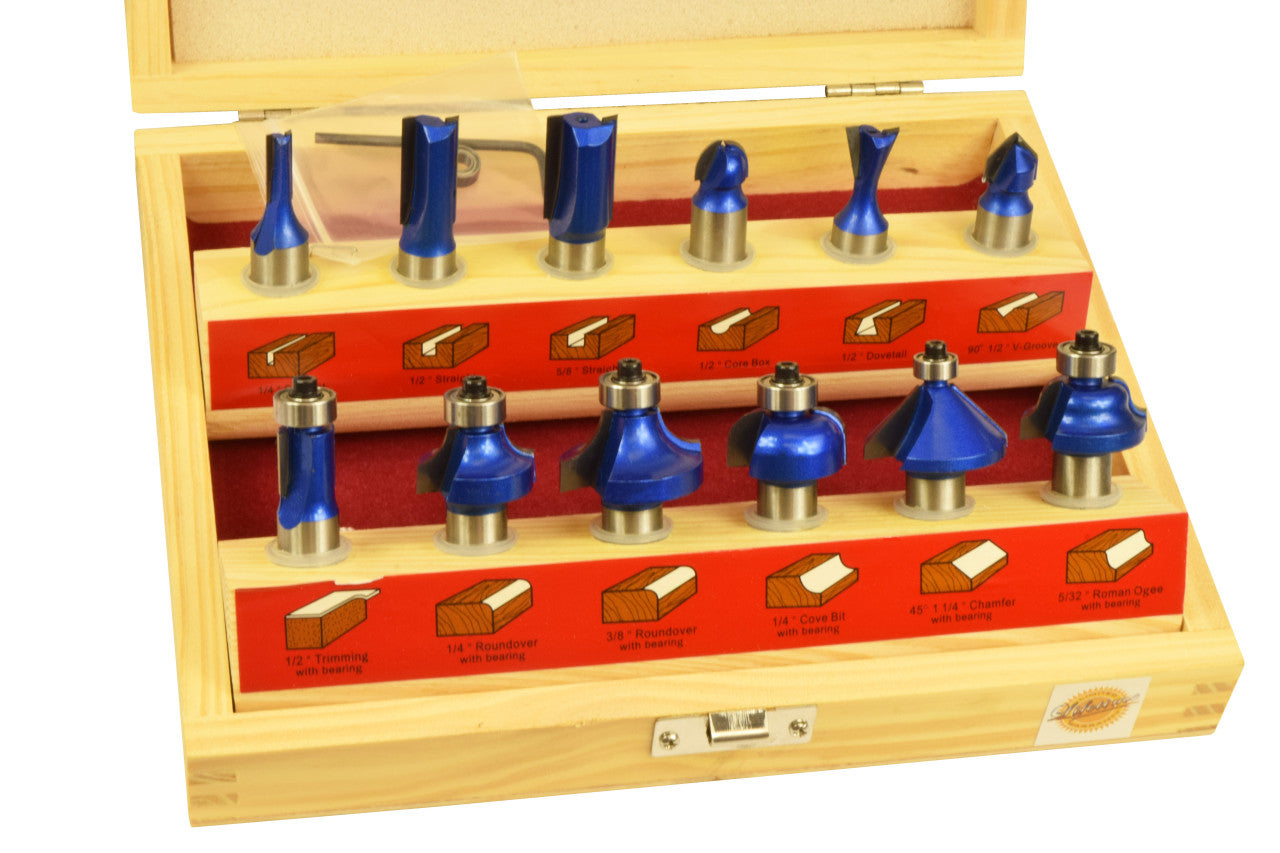 12PC ASSORTED BIT ROUTER BIT SET 1/2" SH