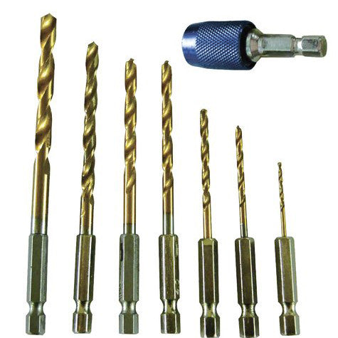 DRILL BIT SET TITANIUM QUICK CHANGE 8PC