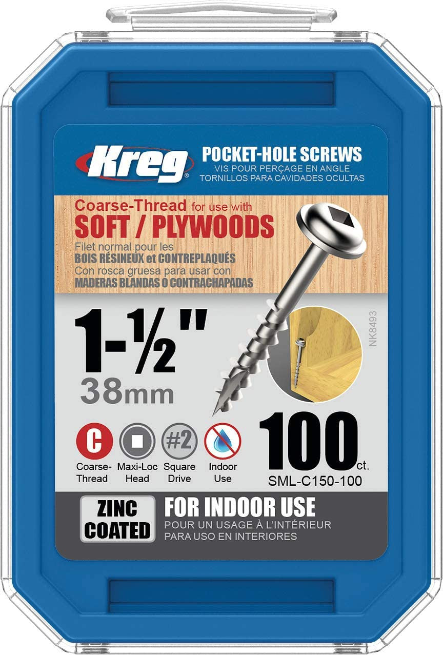 POCKET SCREWS-1-1/2",#8 CRSE, W/H 100CT