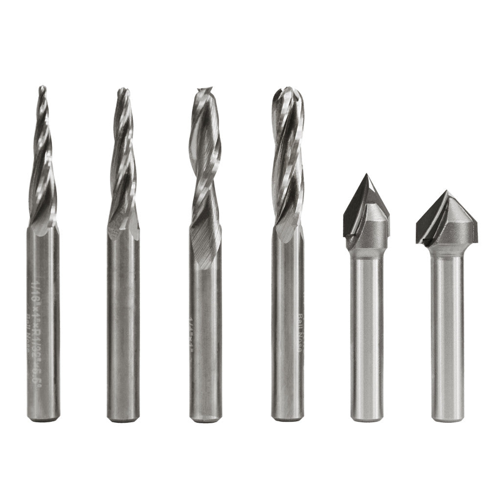 6PC CNC STARTER ROUTER BIT SET 1/4"SHANK