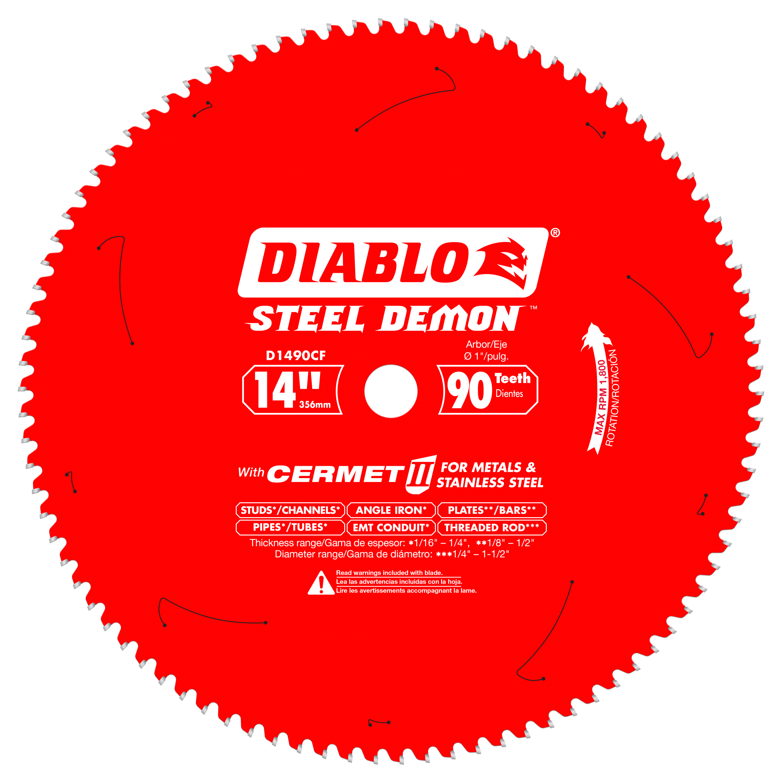 Diablo D1490CF 14" x 90-Teeth Steel Demon™ Cermet II Saw Blade for Thin Metal