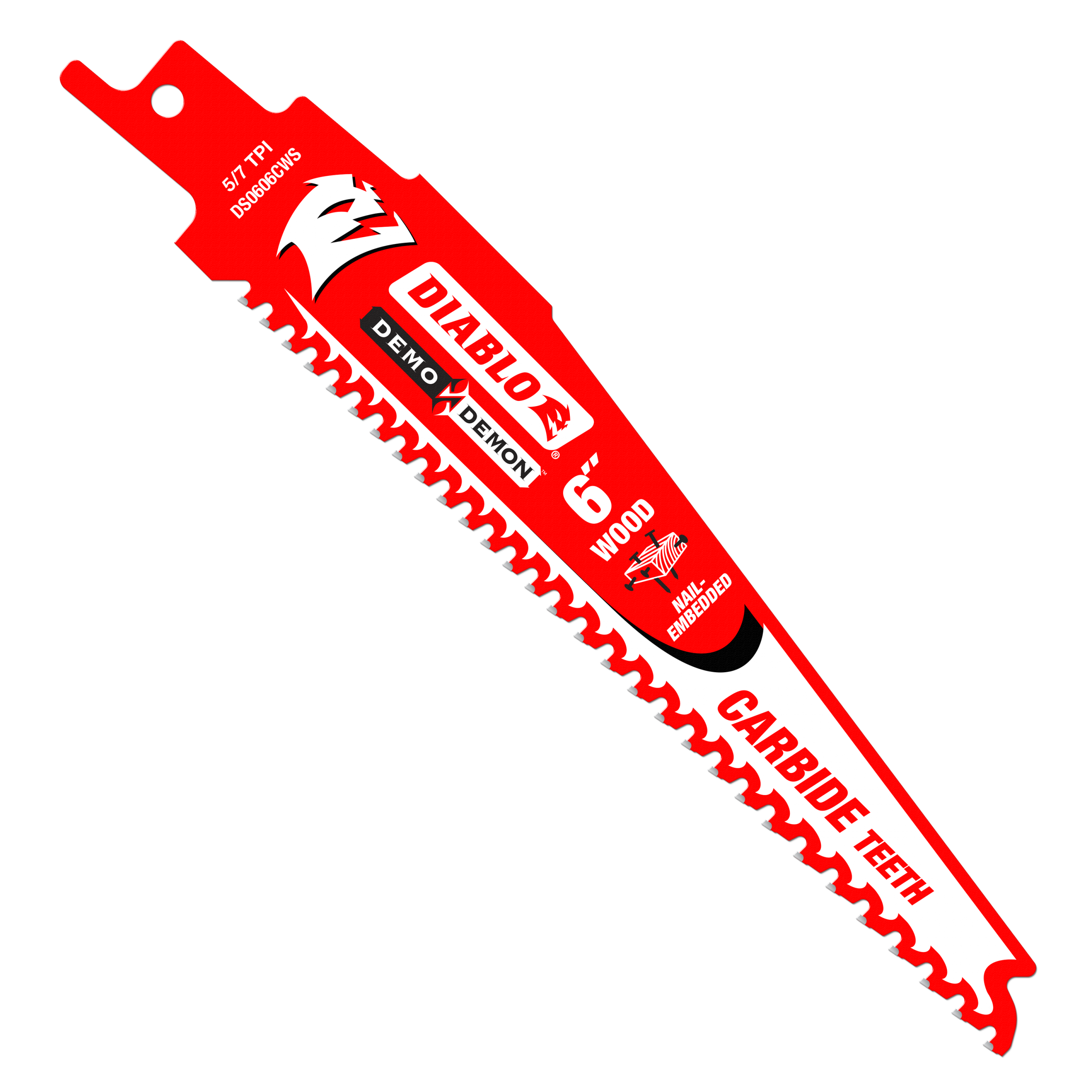 Diablo DS0606CWS10 6" 5/7TPI Demo Demon™ Carbide Teeth Reciprocating Saw Blades for Nail-Embedded Wood (10-Pack)