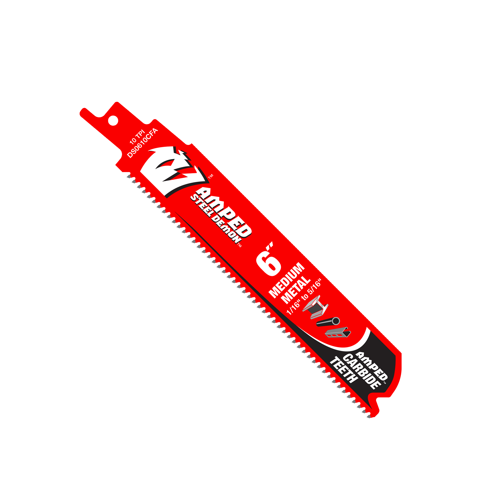 Diablo DS0610CFA 6" 10TPI AMPED™ Steel Demon™ Carbide Teeth Reciprocating Saw Bladefor Medium Metal