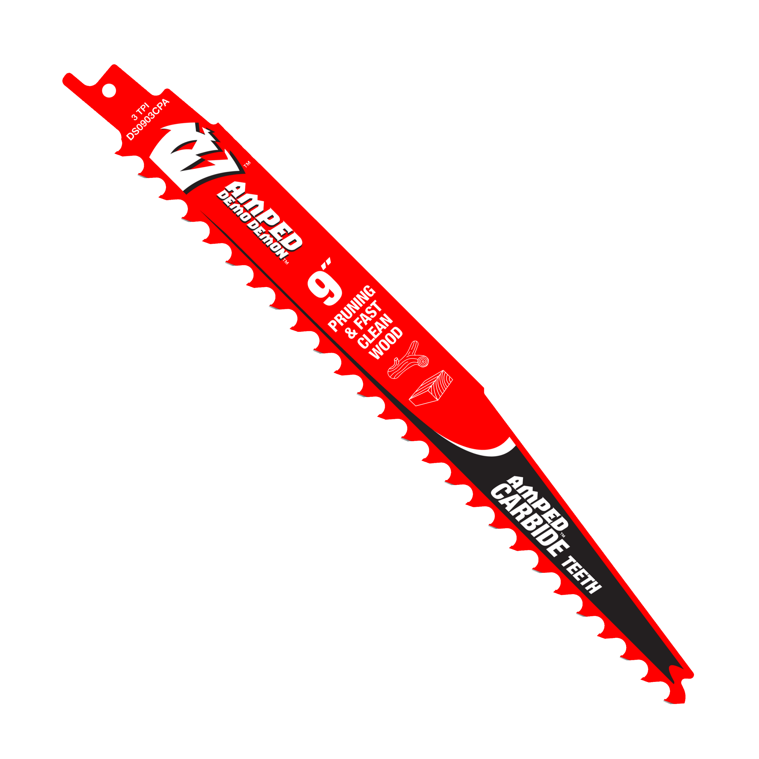 Diablo DS0903CPA 9" 3TPI AMPED™ Demo Demon™ Carbide Teeth Reciprocating Saw Blade for Pruning and Clean Wood