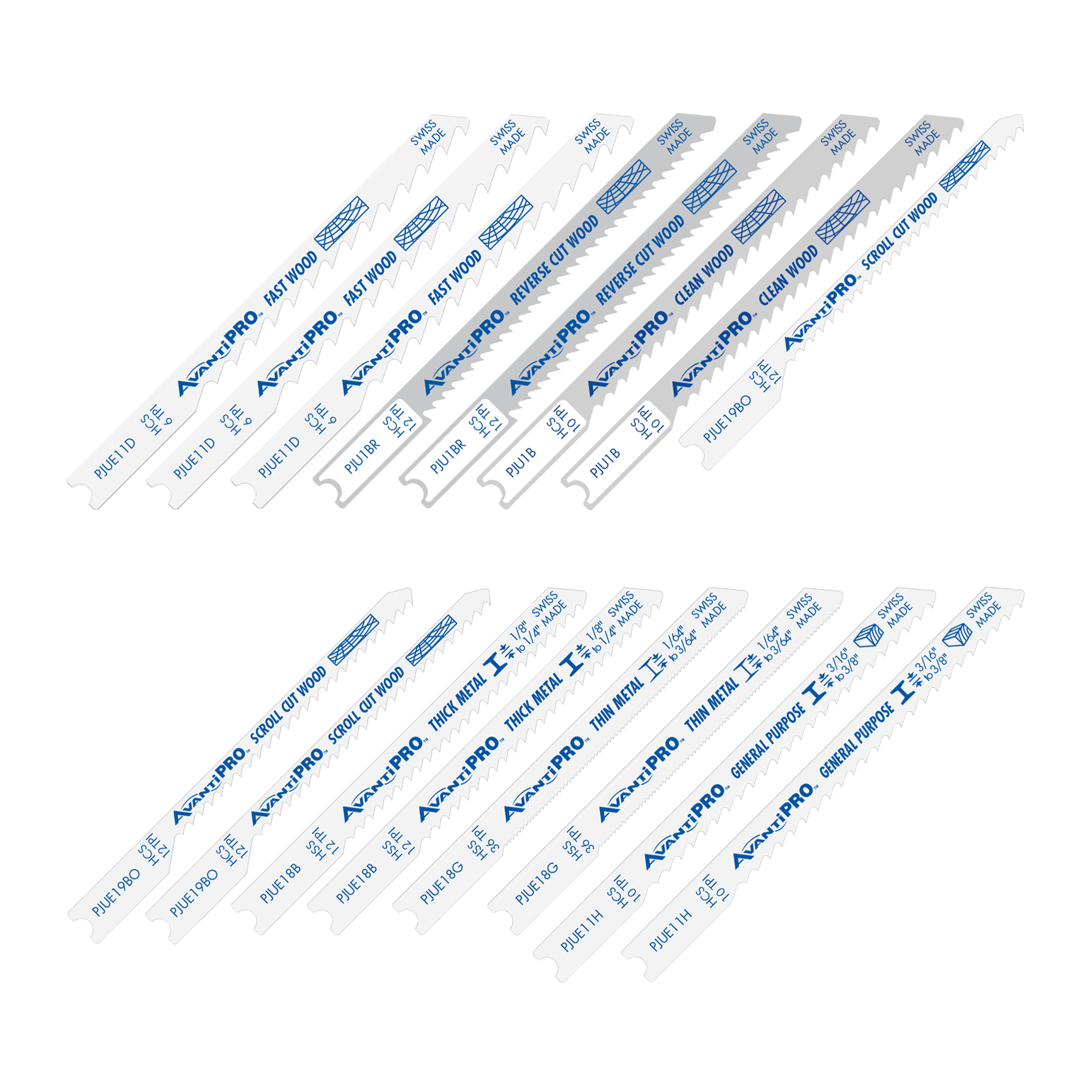 AvantiPRO PJU16BC AvantiPRO U-Shank Jig Saw Blade Set for Wood & Metal (16-pieces)