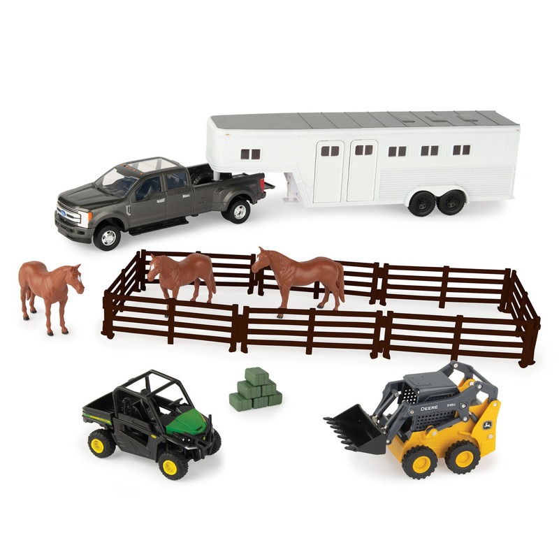 John Deere 1:32 John Deere Hobby Set with Skid Loader, Gator, Ford Pick up and Trailer