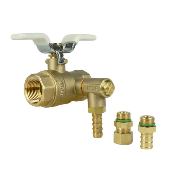 Jomar 100-125RVSSG 3/4 Inch Lead Free Brass Ball Valve 2 Piece, Full Port, Threaded Connection, Stainless Steel Ball and Stem, with Thermal Expansion Relief Valve 125 PSI, 600 WOG – Carton of 2