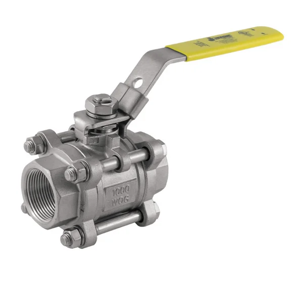 Jomar 500-301 1/4 Inch Stainless Steel Ball Valve 3 Piece 4 Bolt, Swing Out Body, Full Port, Threaded Connection, 1000 WOG – Carton of 10