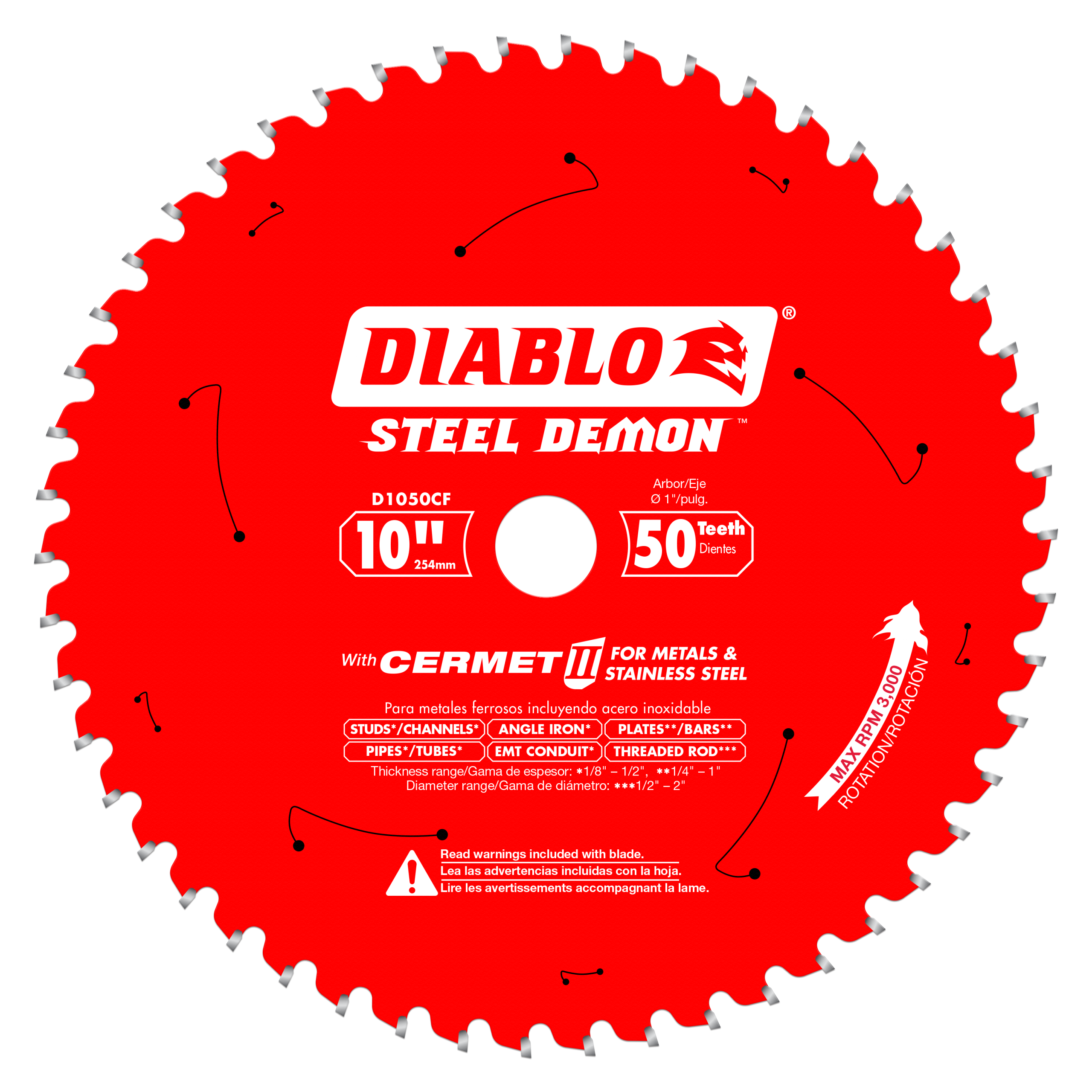 Diablo D1050CF 10" x 50-Teeth Steel Demon™ Cermet II Saw Blade for Medium Metal