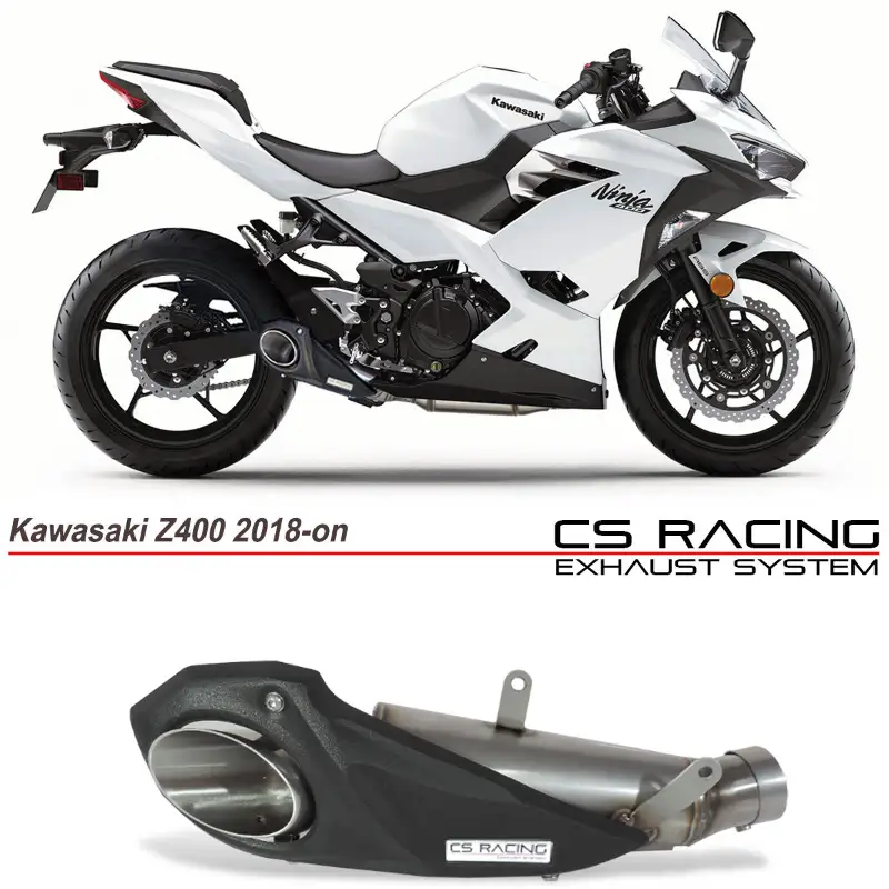 2018-23 Kawasaki Z400 / Ninja 400 CS Racing Slip-on Exhaust | Muffler + dB Killer (mods required)