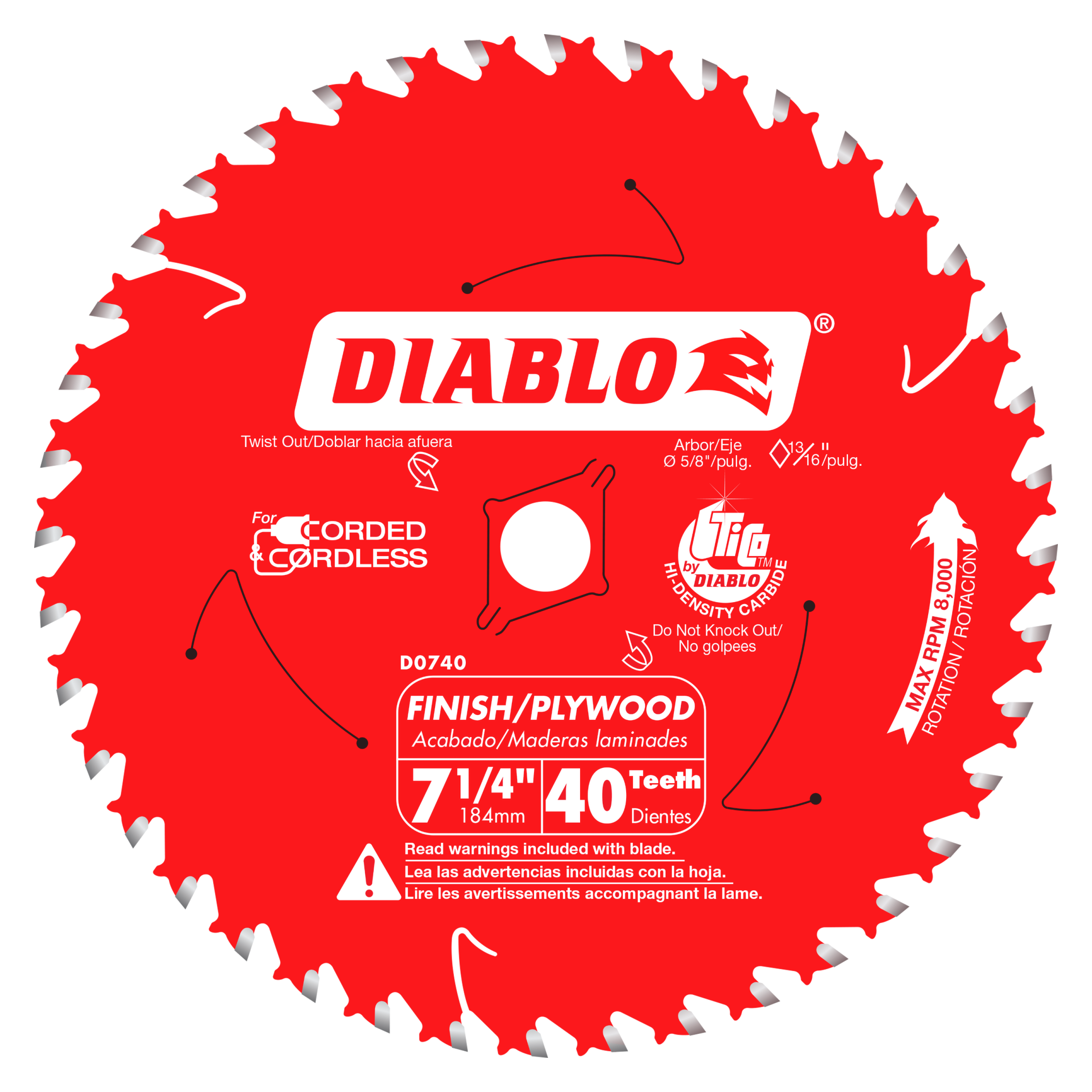 Diablo D0740X 7-1/4" x 40 Tooth Finish Saw Blade