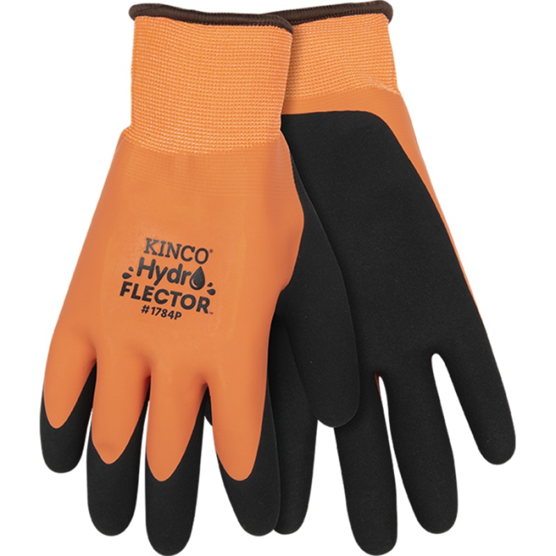 Kinco HydroFlector Lined Waterproof Hi-Vis Orange Thermal Knit Shell & Double-Coated Latex High-Visibility Orange