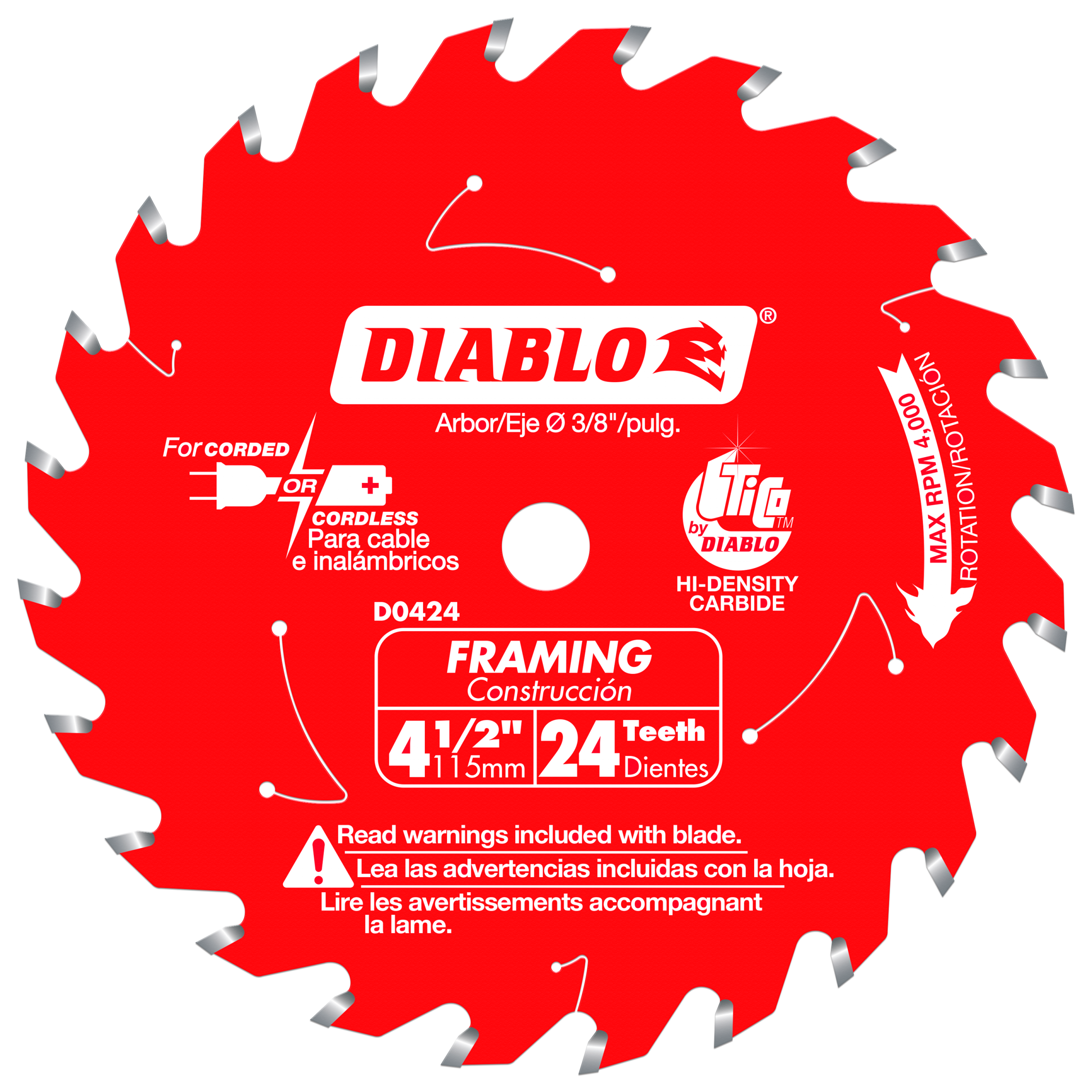 Diablo D0424X 4-1/2" x 24-Teeth Framing Saw Blade for Wood