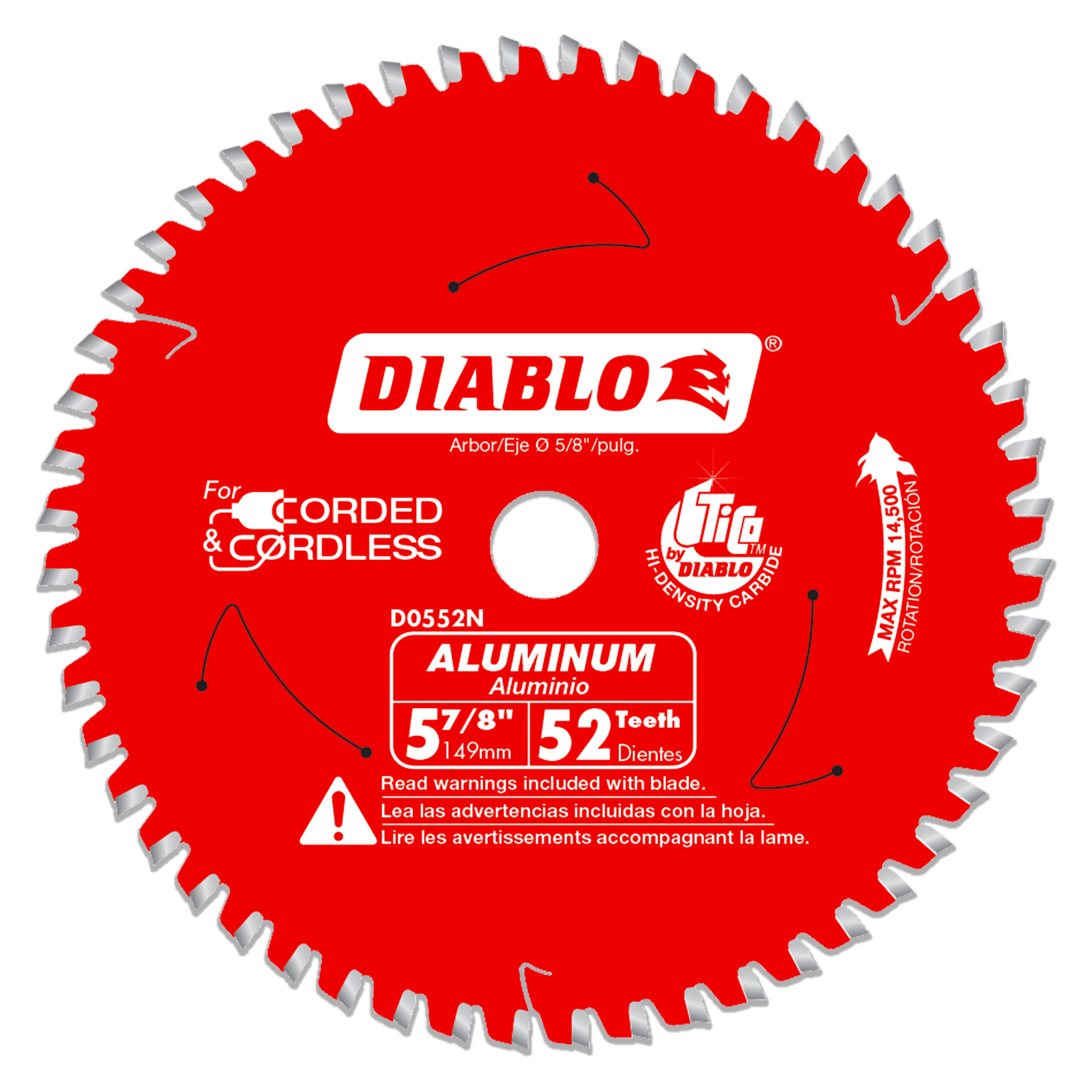 Diablo D0552N 5-7/8" x 52-Teeth Saw Blade for Medium Aluminum