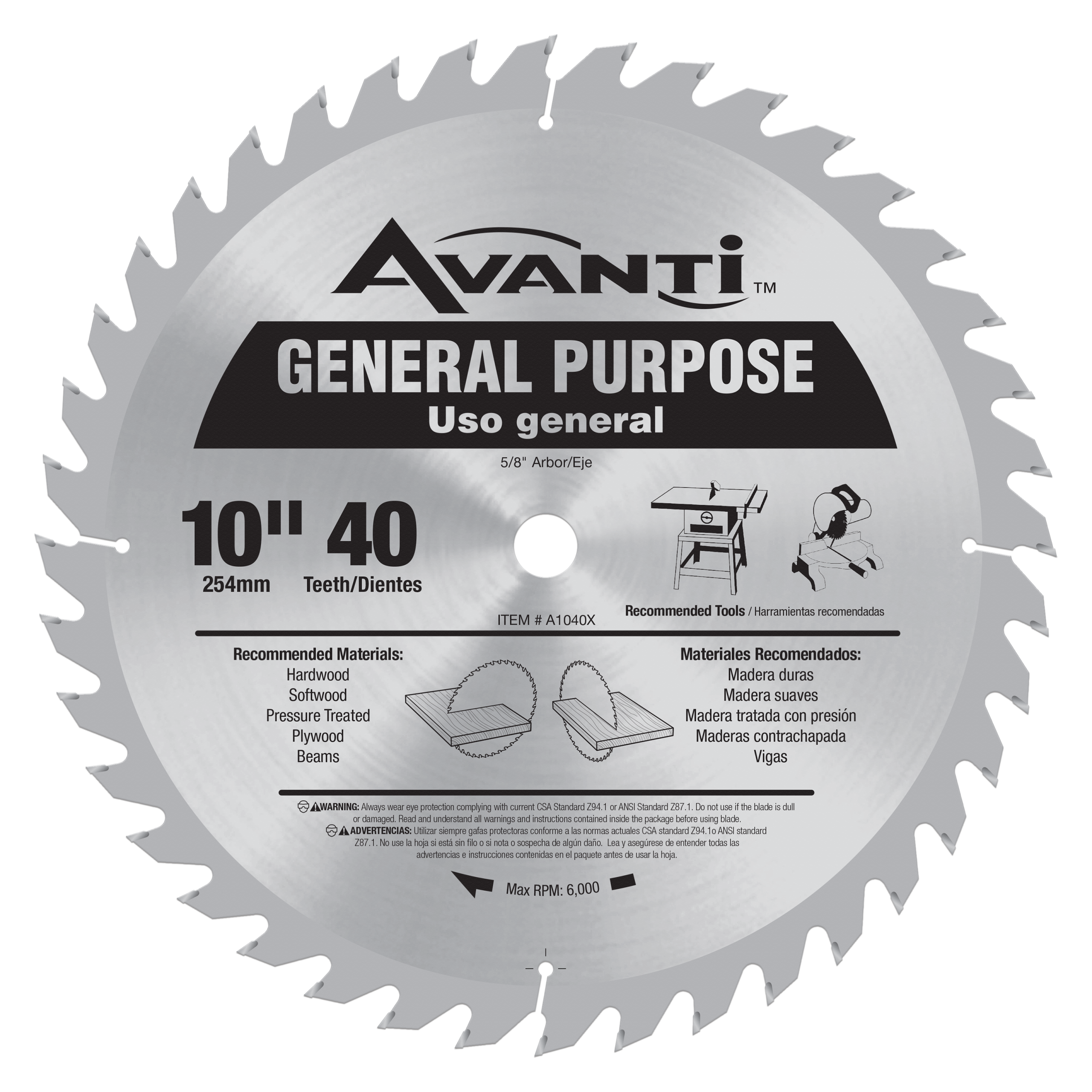 Avanti A1040X Avanti 10" X 40t General Purpose
