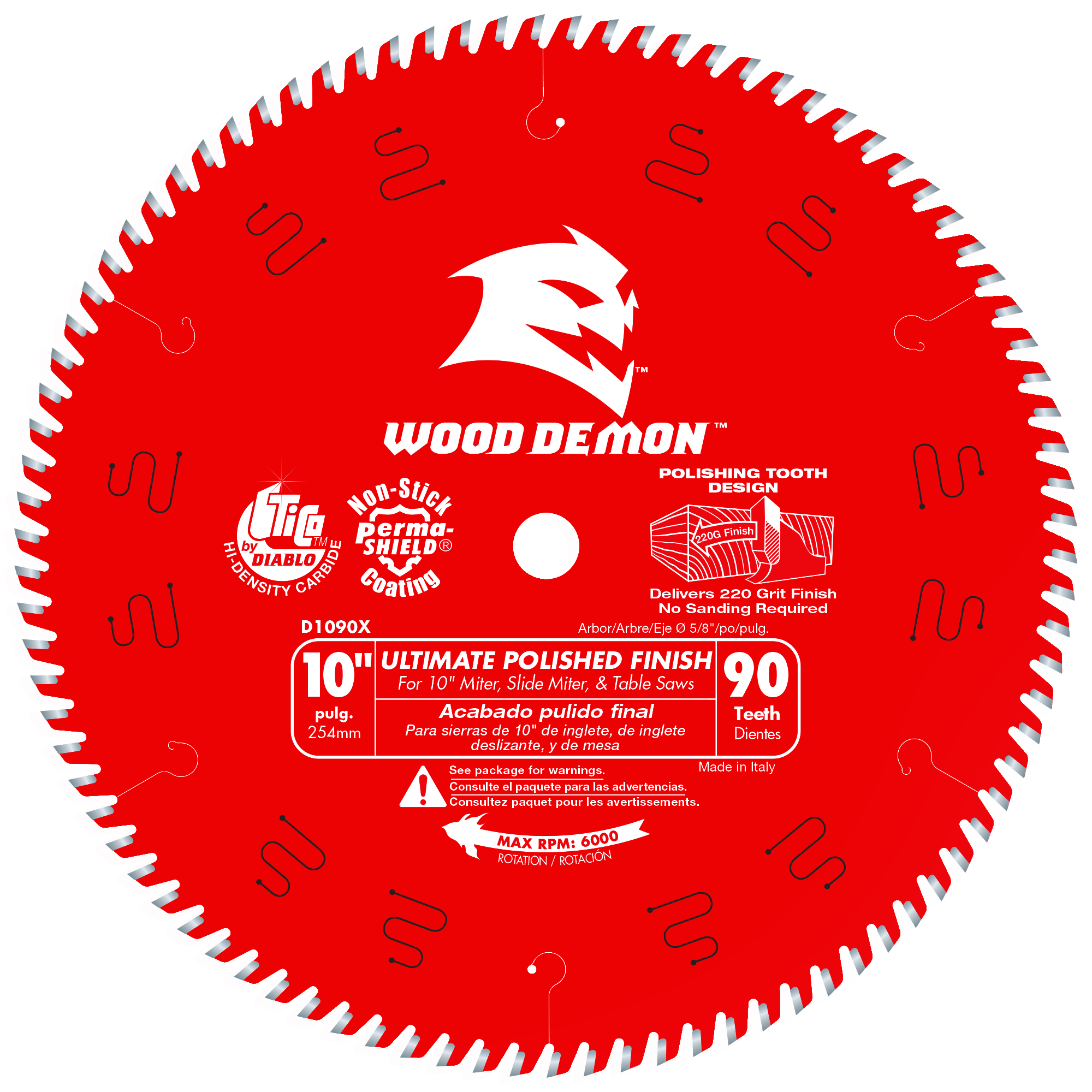 Diablo D1090X 10" x 90-Teeth Ultimate Polished Finish Saw Blade for Wood