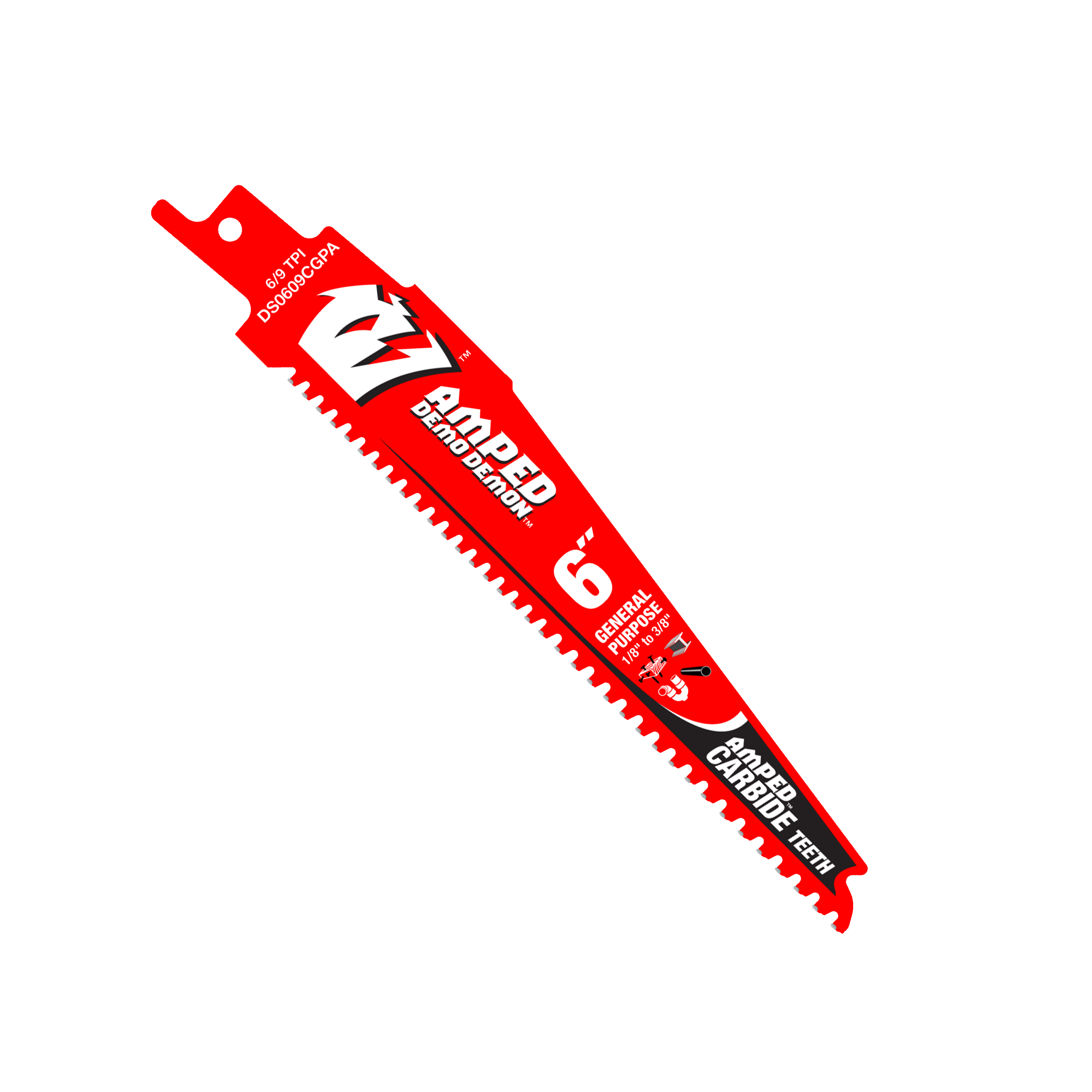 Diablo DS0609CGPA 6" 6/9TPI AMPED™ Demo Demon™ Carbide Teeth Reciprocating Saw Blade for General Purpose Cuts