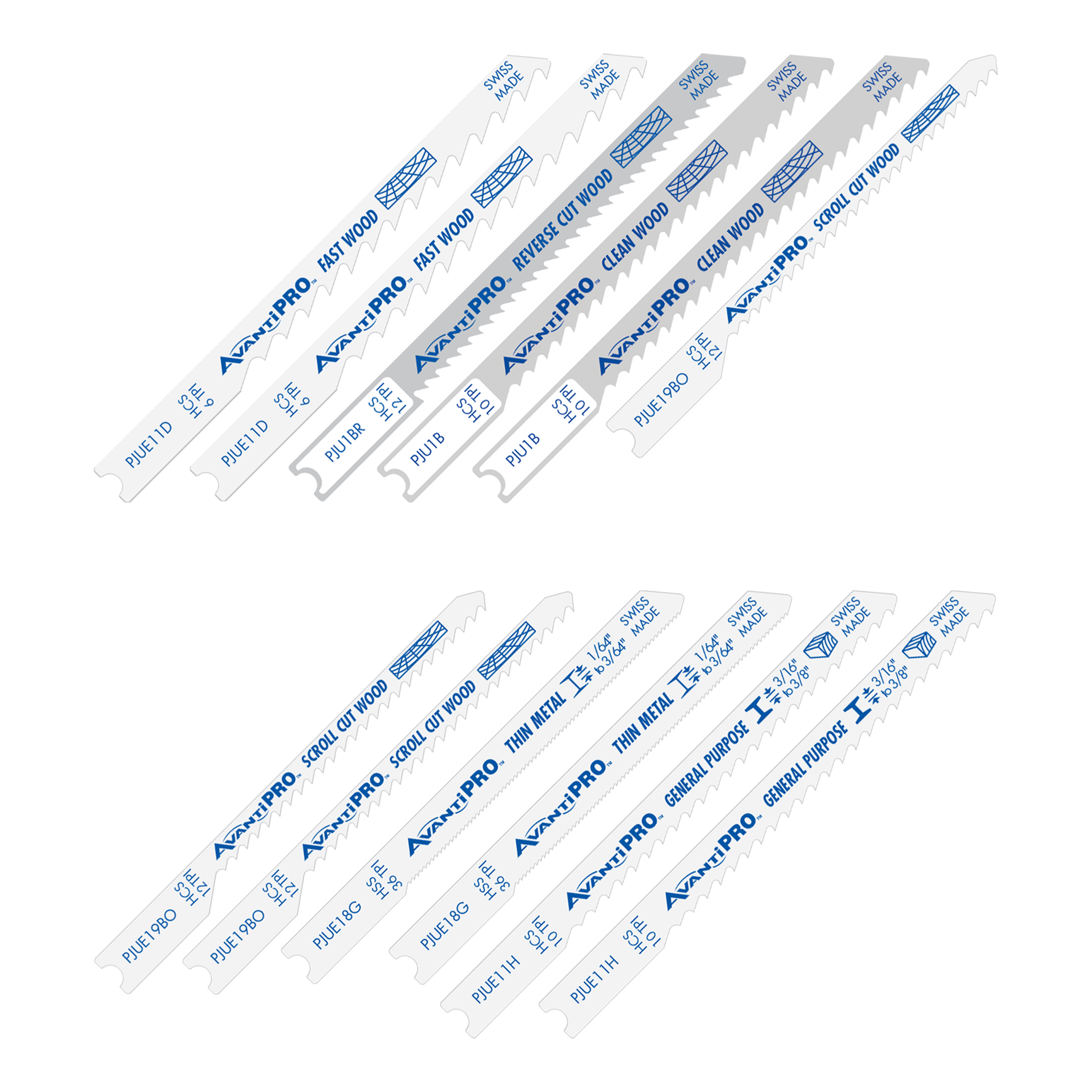 AvantiPRO PJU12BC AvantiPRO U-Shank Jig Saw Blade Set for Wood & Metal (12-pieces)