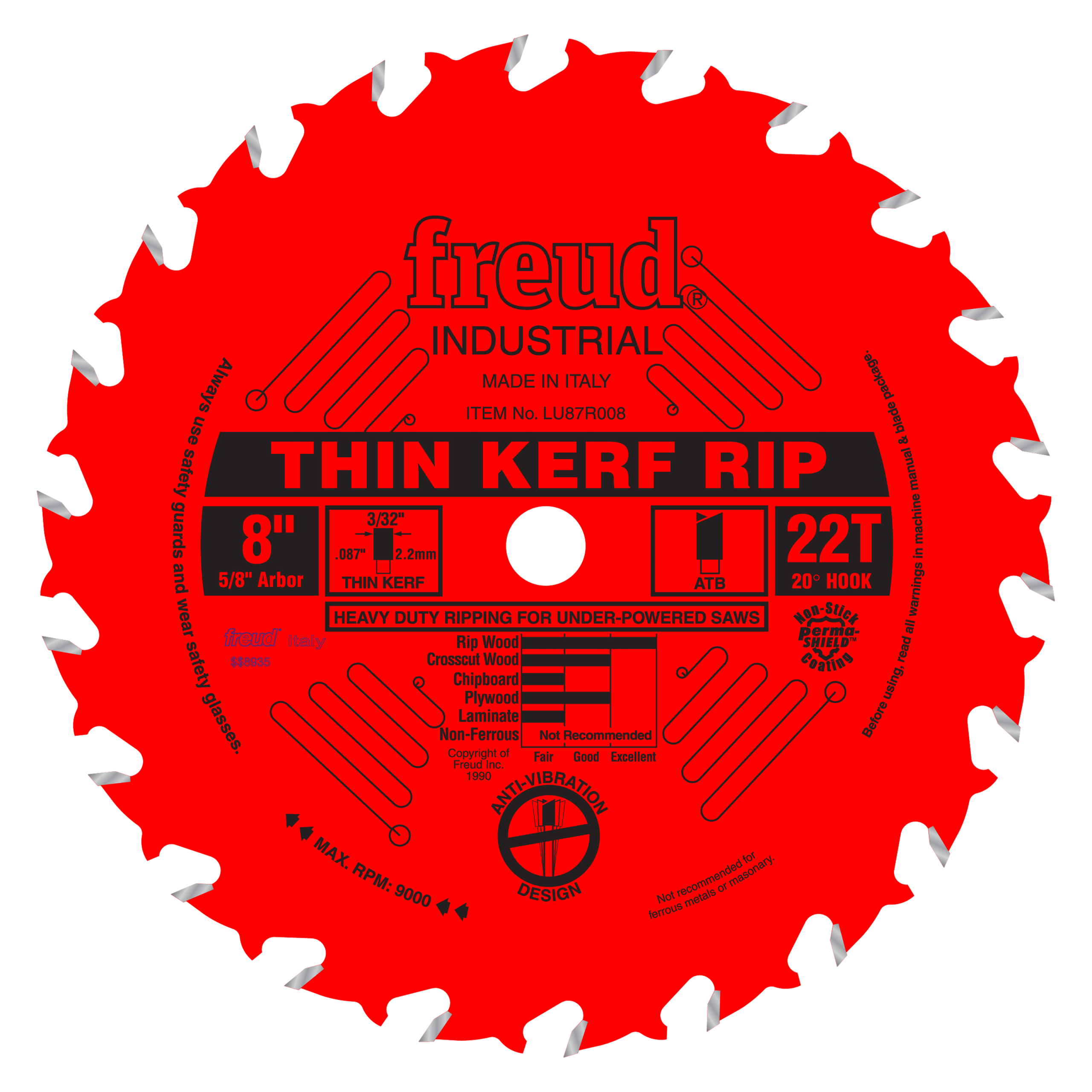 Freud LU87R008 8" Thin Kerf Rip Blade