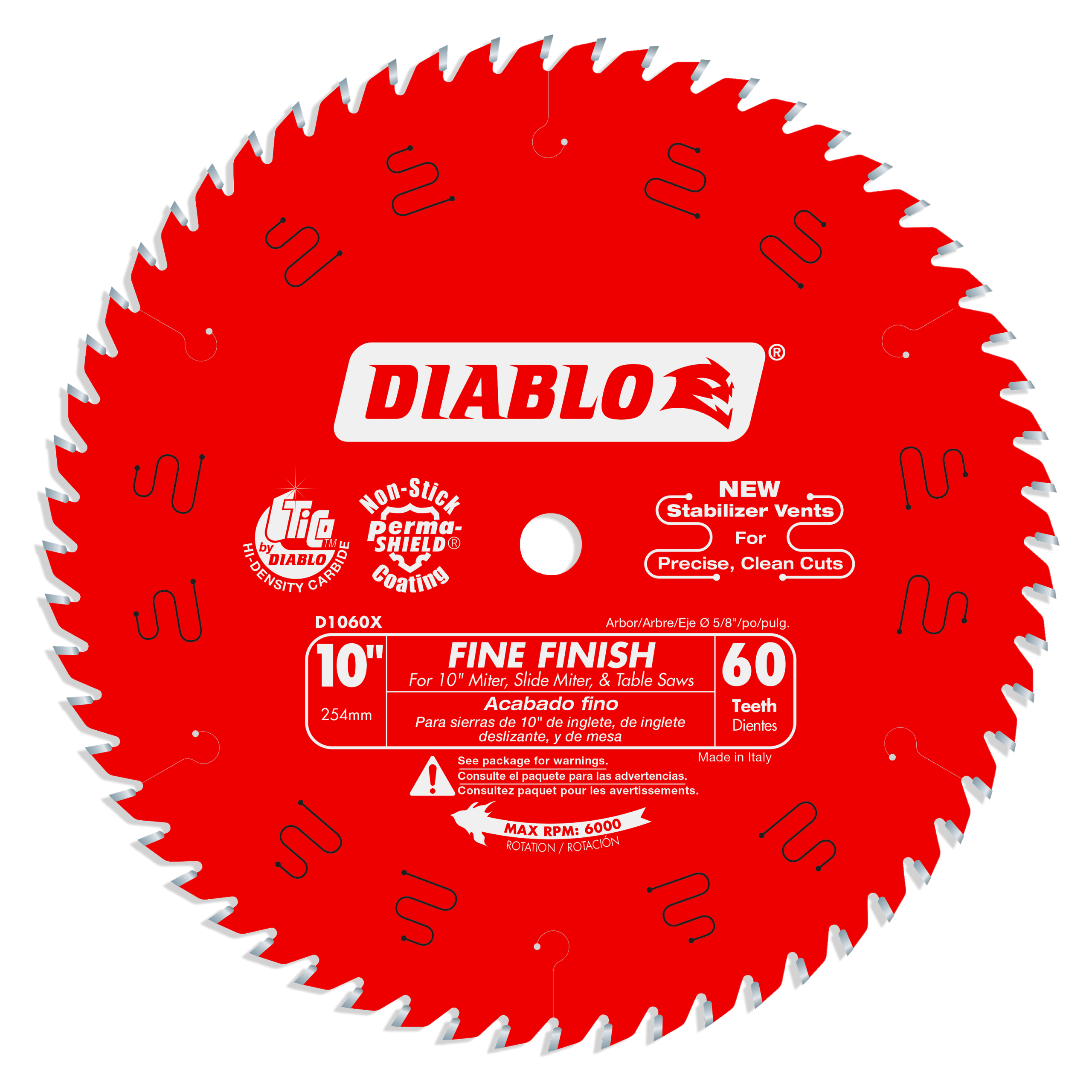 Diablo D1060X 10" x 60-Teeth Fine Finish Saw Blade for Wood