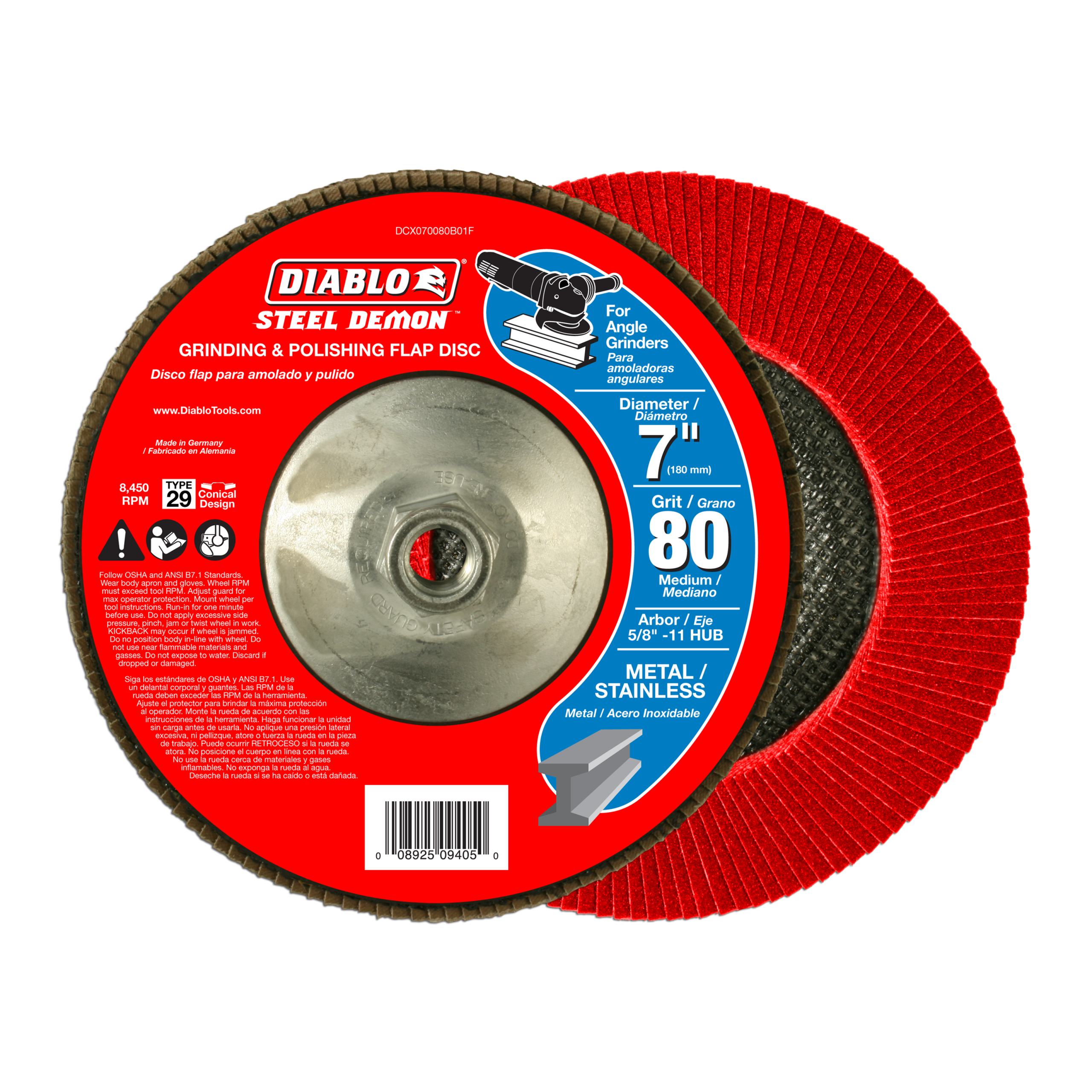 Diablo DCX070080B01F 7" 80-Grit Steel Demon™ Flap Disc for Metal