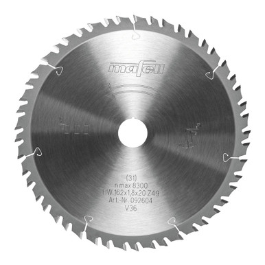Mafell 092604 Tct Saw Blade, 162 X 1.2/1.8 X 20 Mm, 49 Teeth
