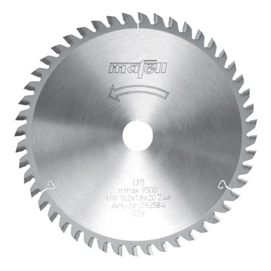 Mafell 092584 Tct Saw Blade 162 X 1.2/1.8 X 20 Mm (6 3/8 In.), 48 Teeth, At