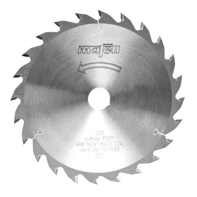 Mafell 092533 Tct Saw Blade, 160 X 1.2/1.8 X 20 Mm, 24 Teeth, At