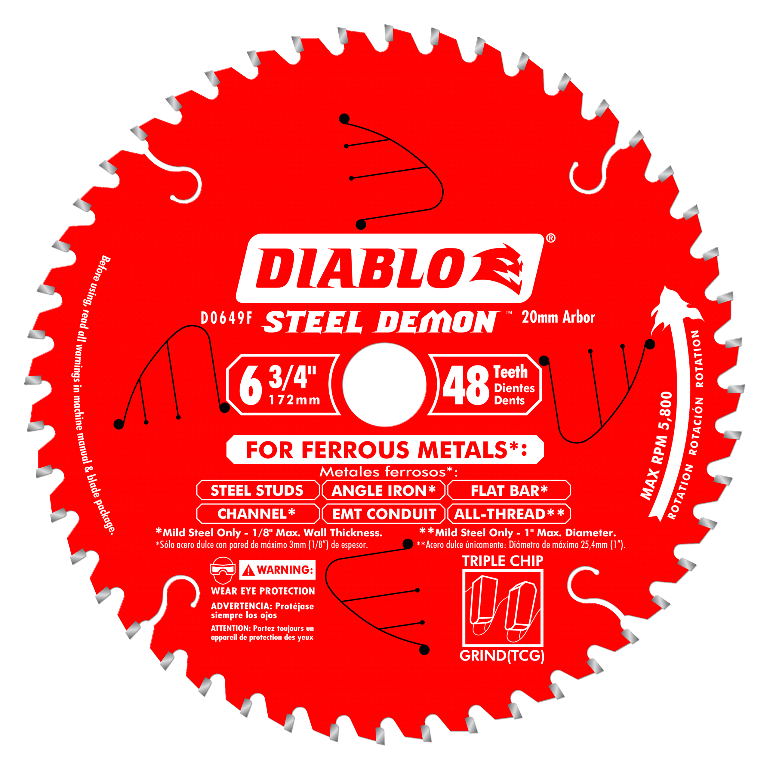 Diablo D0649F 6-3/4" x 48-Teeth Steel Demon™ Saw Blade for Medium Metal