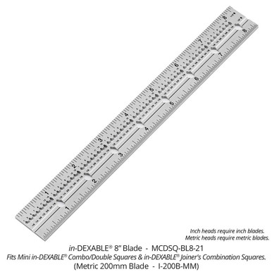 Woodpeckers MCDSQ-BL8-21 in-DEXABLE Joiner's Combination Square 8 inch blade
