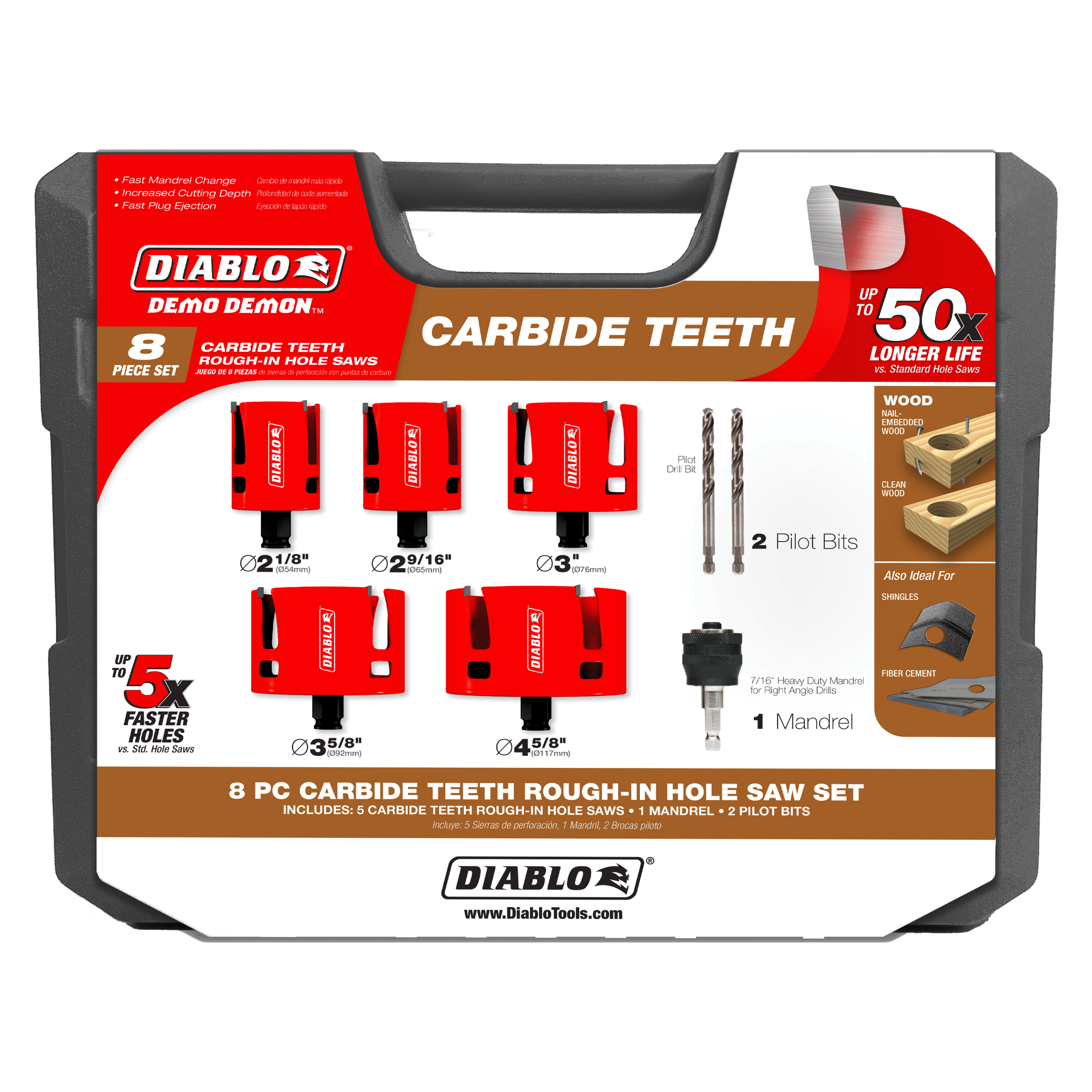 Diablo DHS08SCTR Diablo Demo Demon Carbide Teeth Rough-In Hole Saw Set (8-Piece)