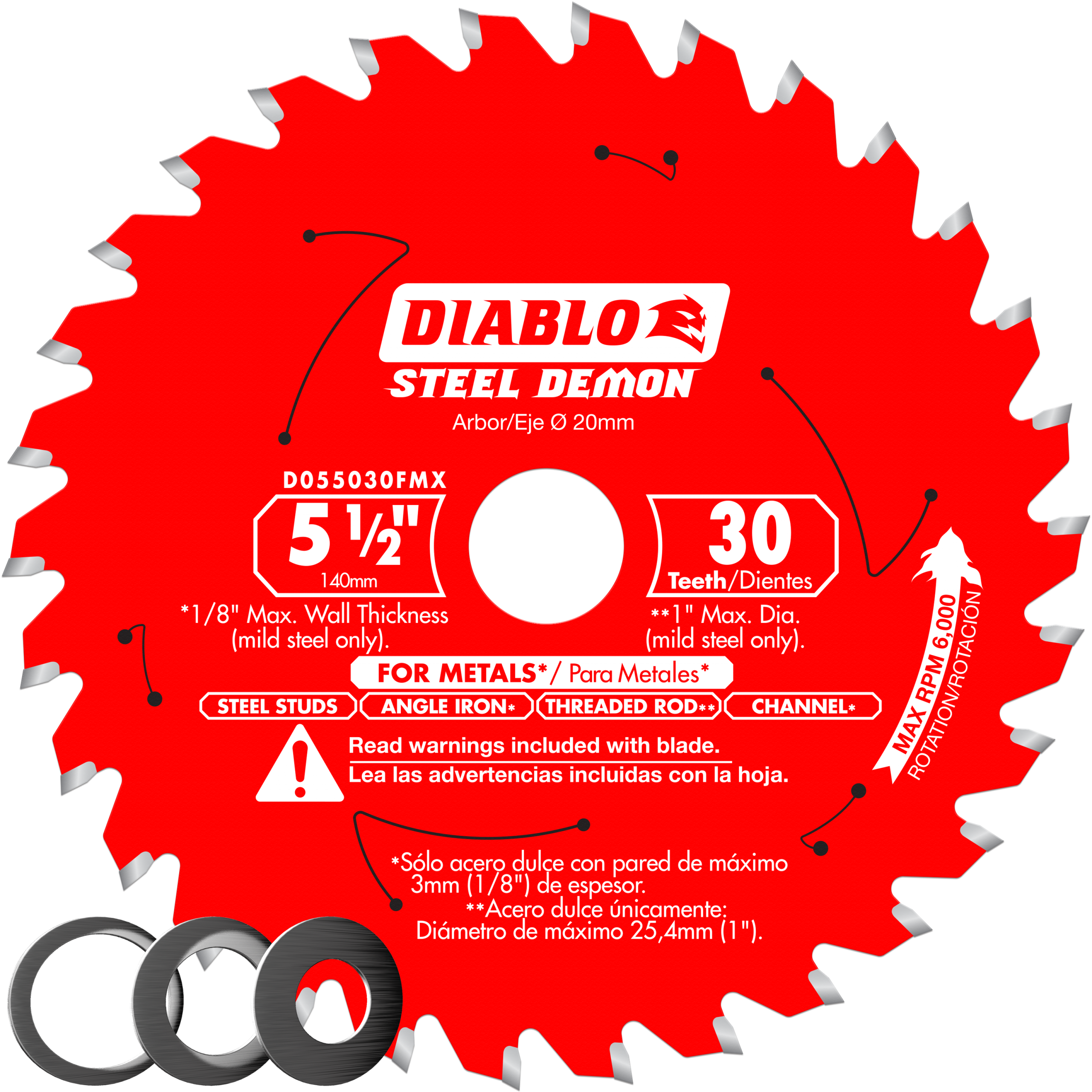 Diablo D055030FMX 5‑1/2" x 30-Teeth Steel Demon™ Saw Blade for Medium Metal