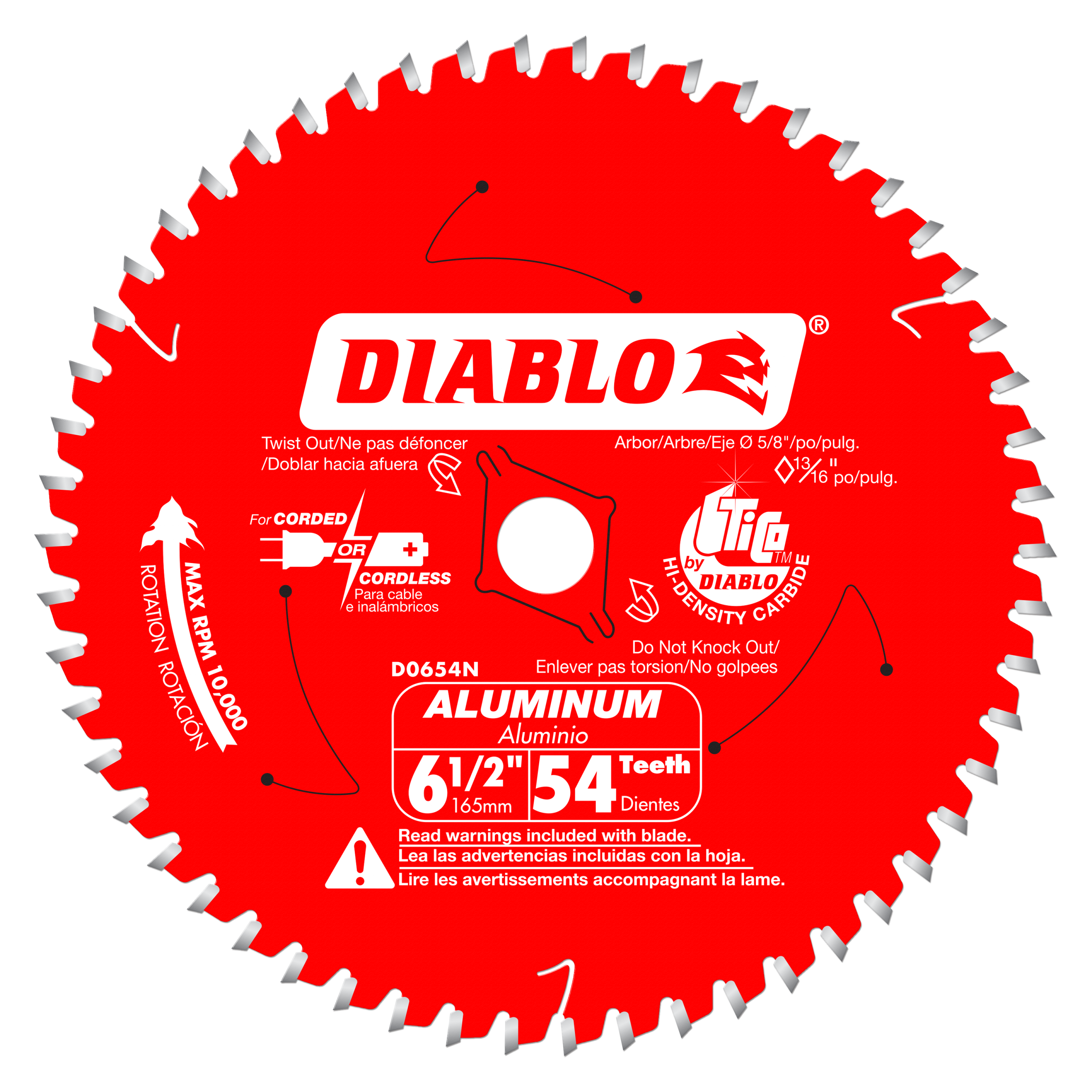 Diablo D0654N 6-1/2" x 54-Teeth Saw Blade for Medium Aluminum