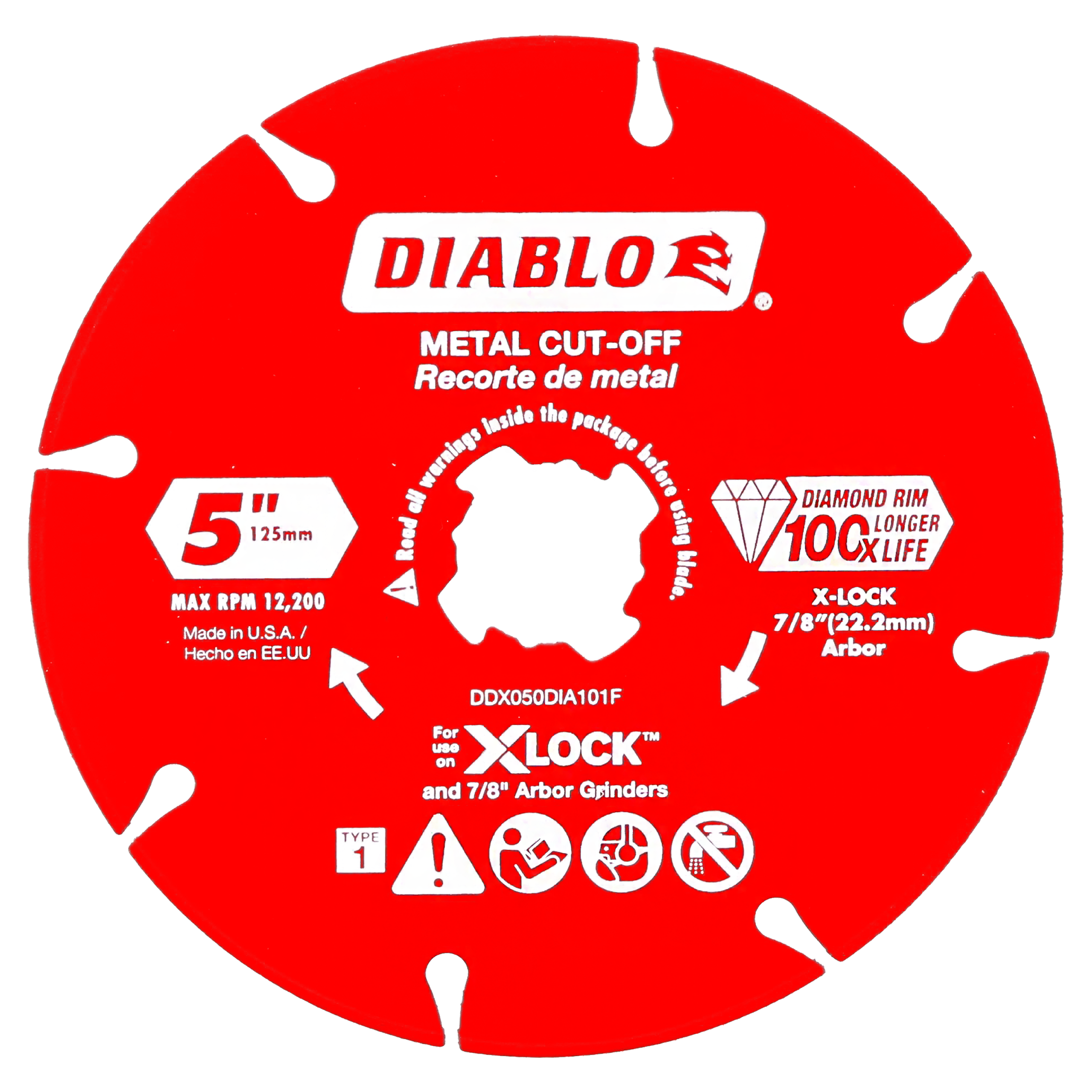 Diablo DDX050DIA101F 5" X-LOCK Diamond Rimmed Metal Cut-Off Disc
