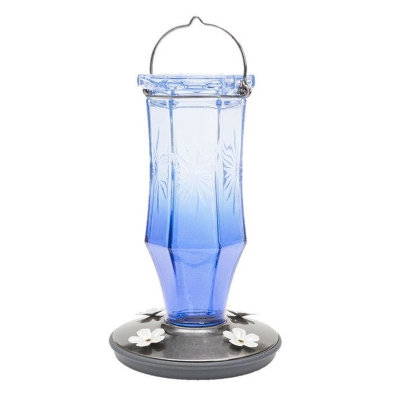 Perky-Pet Sapphire Starburst Vintage Glass Hummingbird Feeder