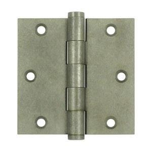 3 1/2" X 3 1/2" With Square Corners Plain Bearing Brass Hinges - Multiple Distressed Finishes - Sold In Pairs