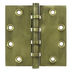 4" X 4" Square Corner Plain Bearing Brass Hinges - Multiple Distressed Finishes - Sold In Pairs