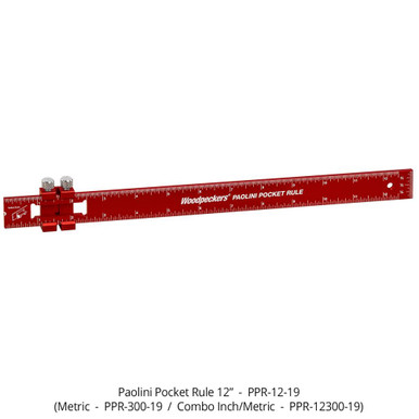 Woodpeckers PPR-12-19 Paolini Pocket Rule - 12 Inch Aluminum