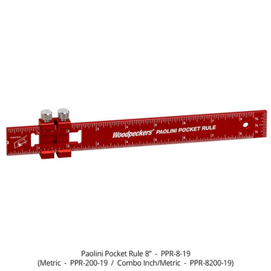 Woodpeckers PPR-8200-19 Paolini Pocket Rule - 8 Inch/200 mm Aluminum
