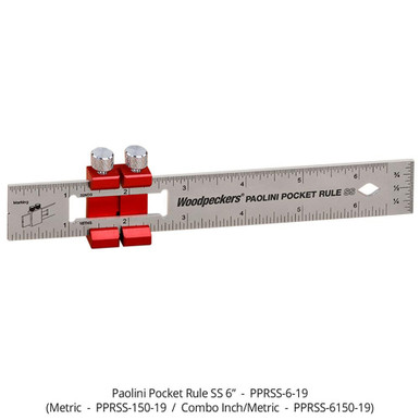 Woodpeckers PPRSS-150-19 Paolini Pocket Rule -150 mm Stainless Steel