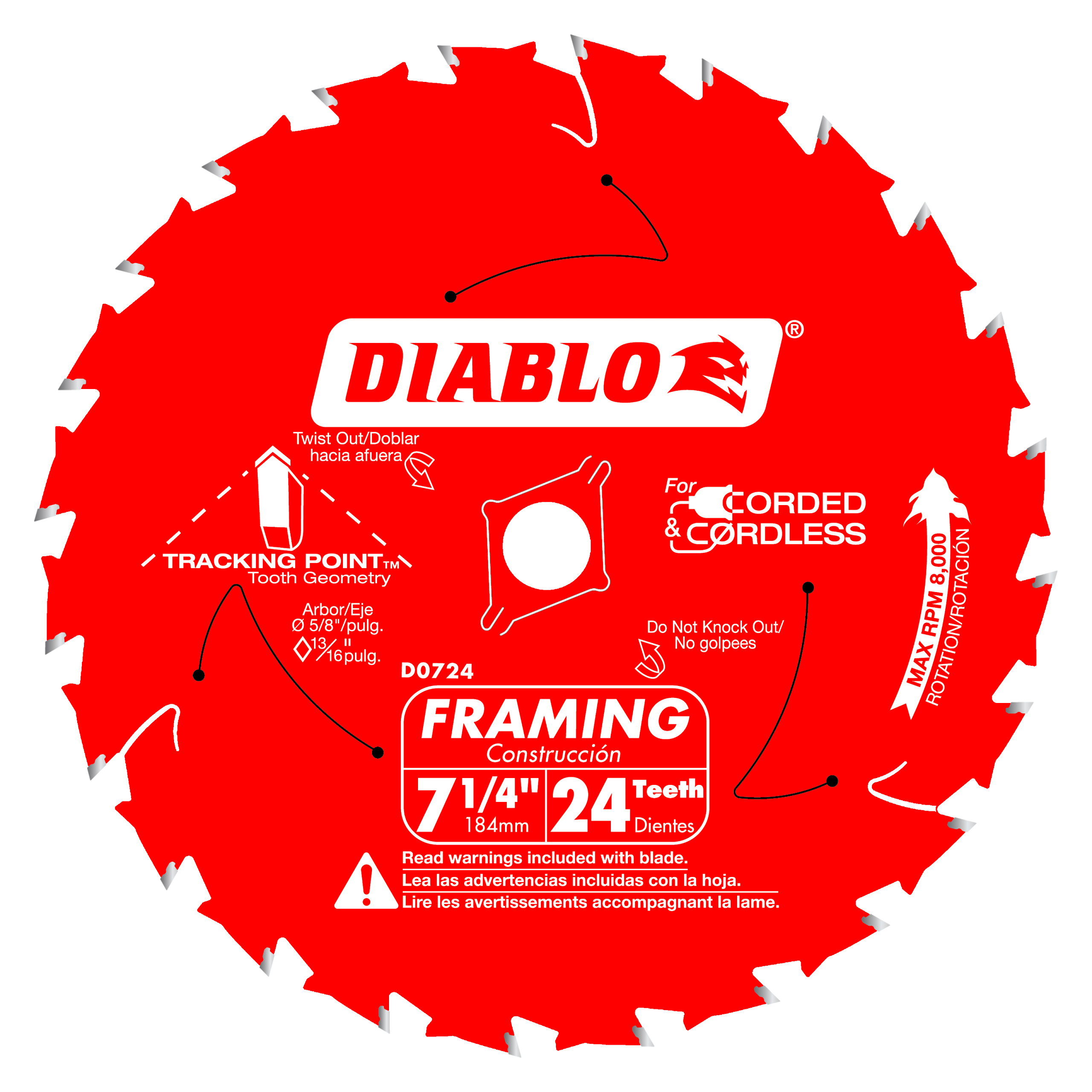 Diablo D0724A 7-1/4" x 24-Teeth Framing Saw Blade for Wood