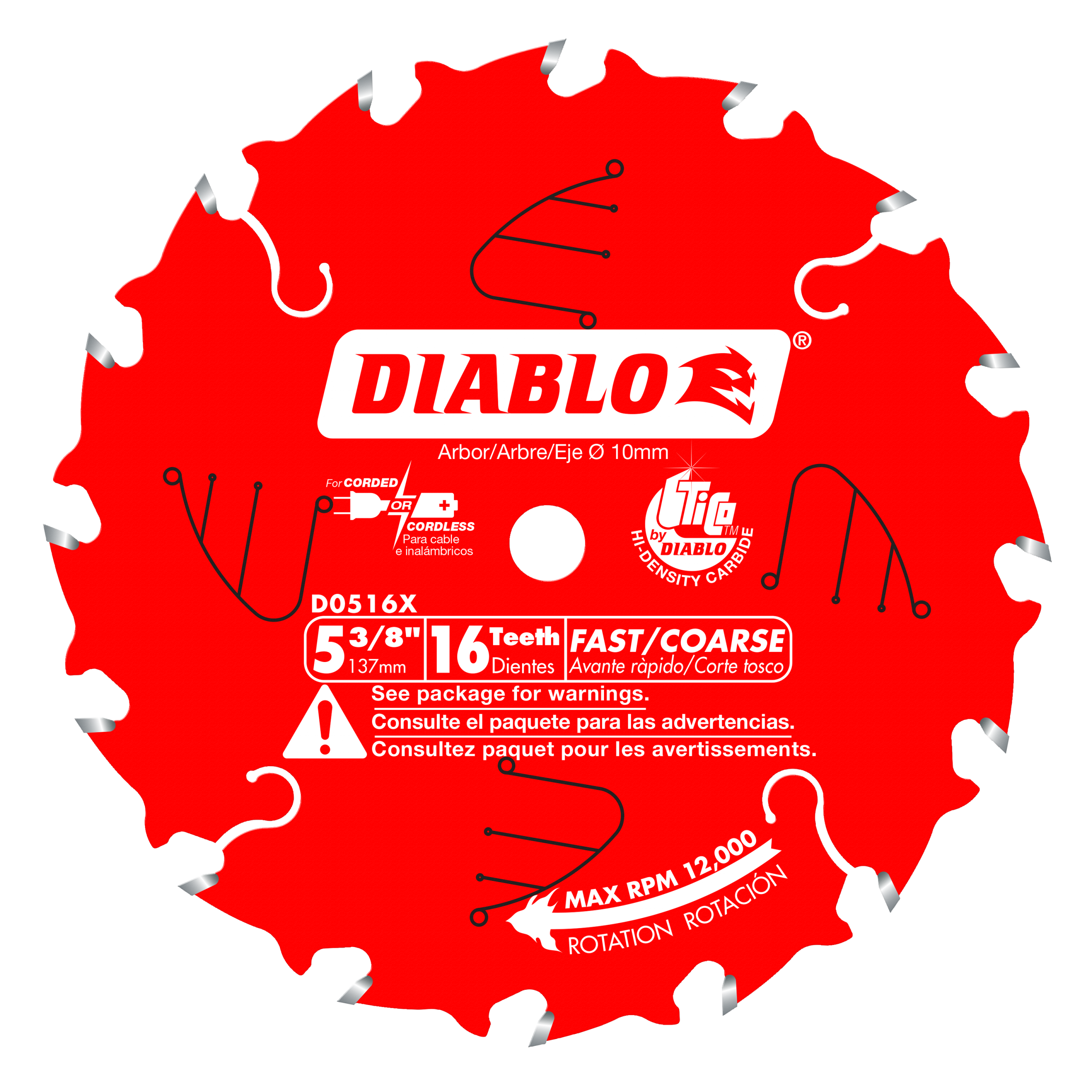 Diablo D0516X 5-3/8" x 16-Teeth Fast Framing Trim Saw Blade for Wood
