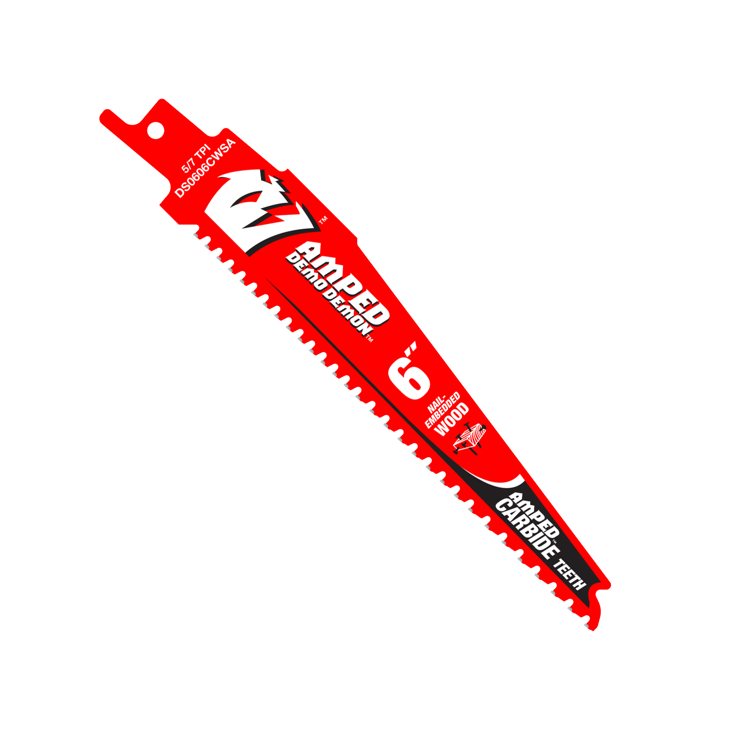 Diablo DS0606CWSA 6" 5/7 TPI AMPED™ Demo Demon™ Carbide Teeth Reciprocating Saw Blade for Nail-Embedded Wood