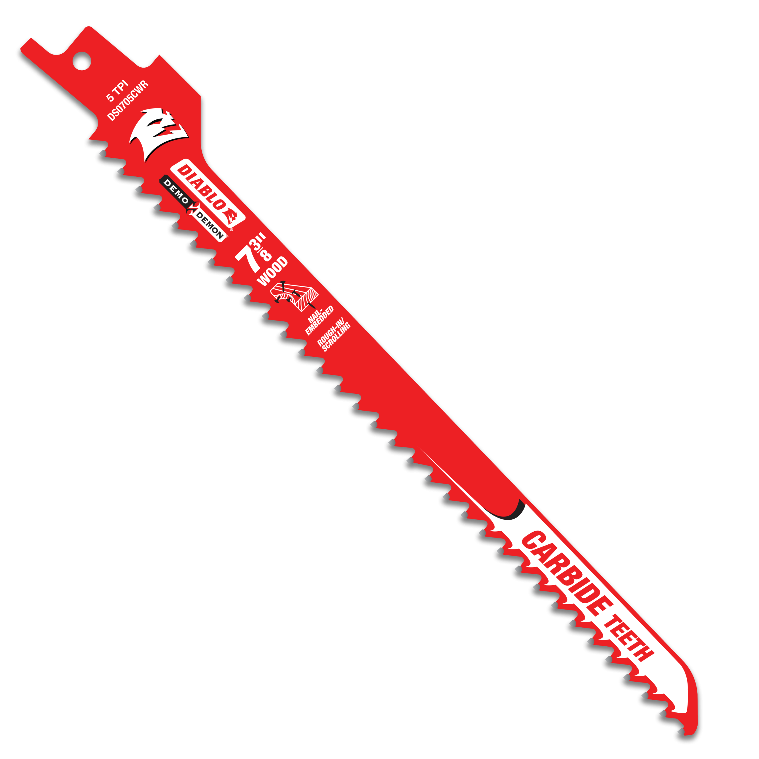 Diablo DS0705CWR3 7-3/8" 5TPI Demo Demon™ Carbide Teeth Reciprocating Saw Blades for Rough-In/Scrolling
