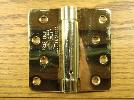 4" X 4" Spring Hinges With 1/4" Radius Corners Bright Brass - 2 Pack