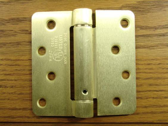4" x 4" Spring Hinges with 1/4" radius corners Satin Brass - 2 Pack