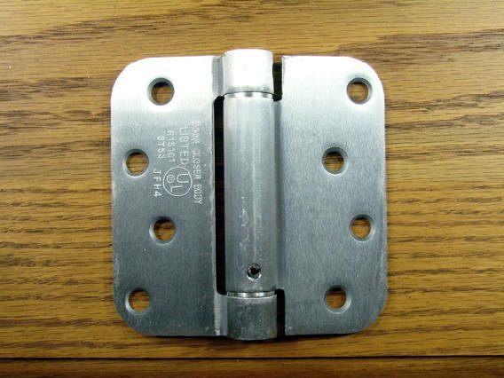 4" X 4" Spring Hinges With 5/8" Radius Corner Satin Chrome - 2 Pack