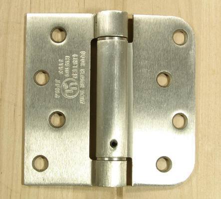 4" X 4" Spring Hinges With Square And 5/8" Radius Corner Satin Nickel Finish - 2 Pack